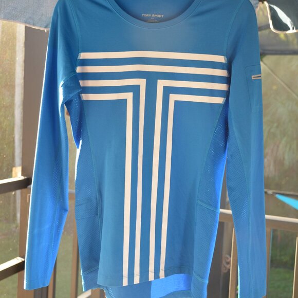 Tory Burch Sport Performance cooling preference graphic T long sleeve top Size S - Picture 1 of 6